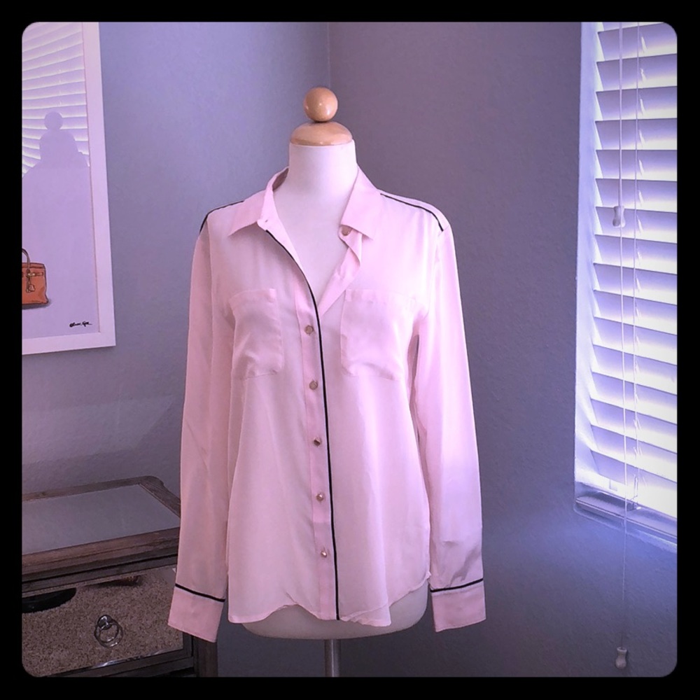 Juicy Couture silk pink button down shirt